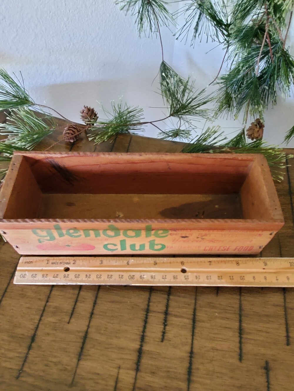 Vintage Glendale Club Wooden Cheese Box Rustic Farmhouse Decor Pauly Wisconsin - Picture 2 of 10